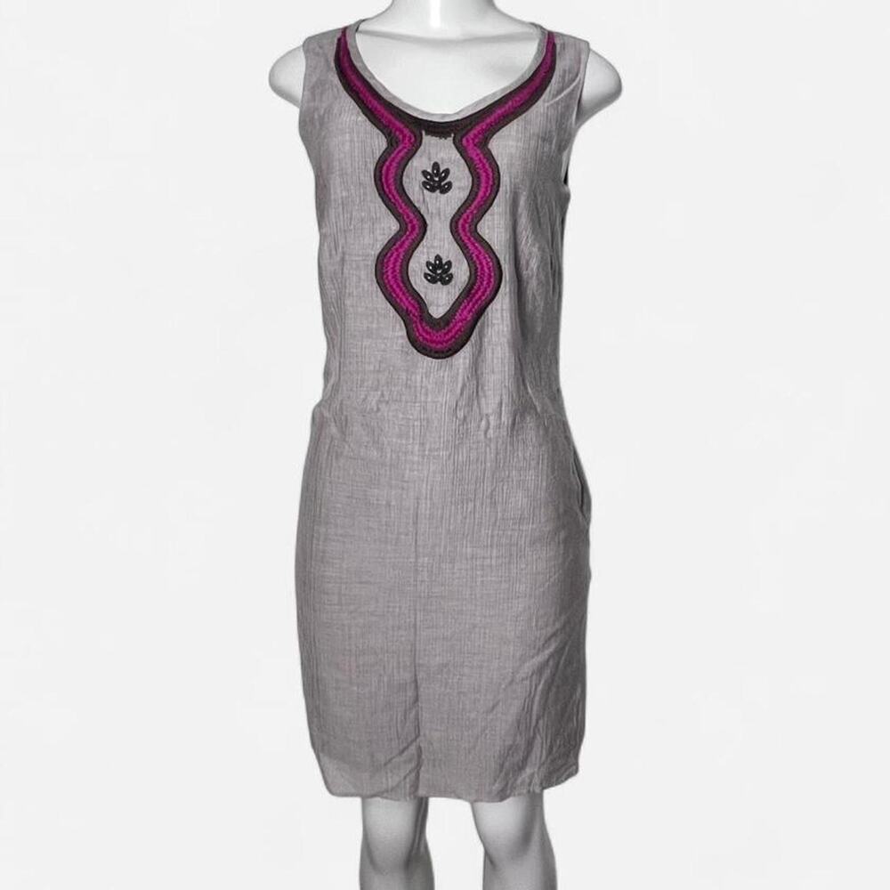 Embroidered beaded dress boho retro earthy prairie peasant flower child size 2